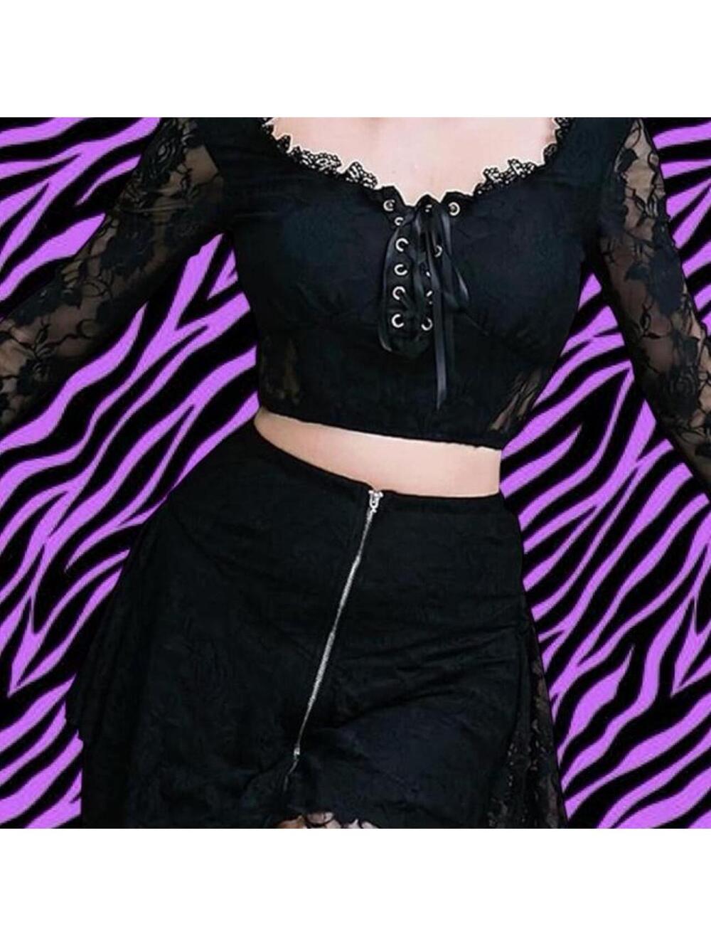 Stunning and well-made! Restyle crop lace up top! 90s vintage!